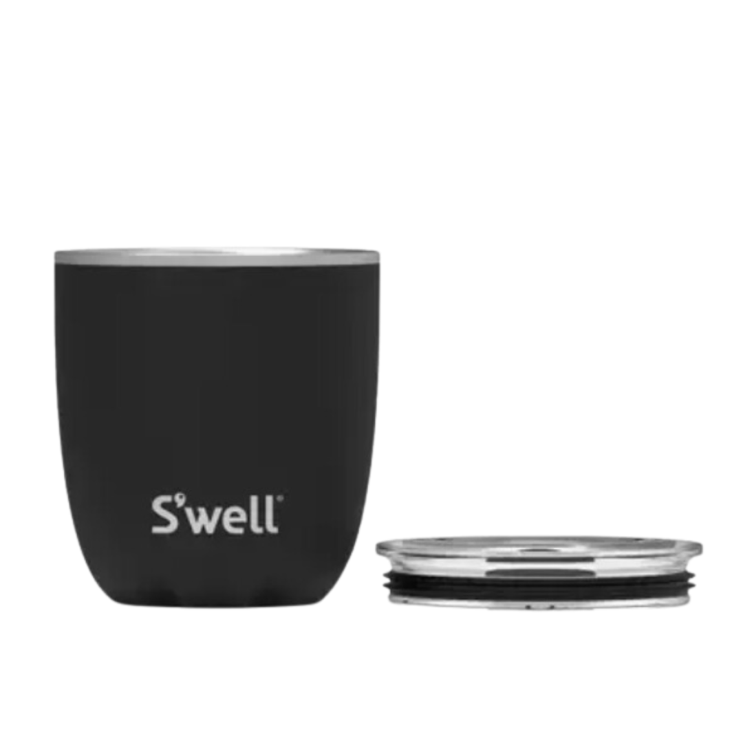 S'well 10oz black onyx stainless steel drink tumbler with sliding lid.