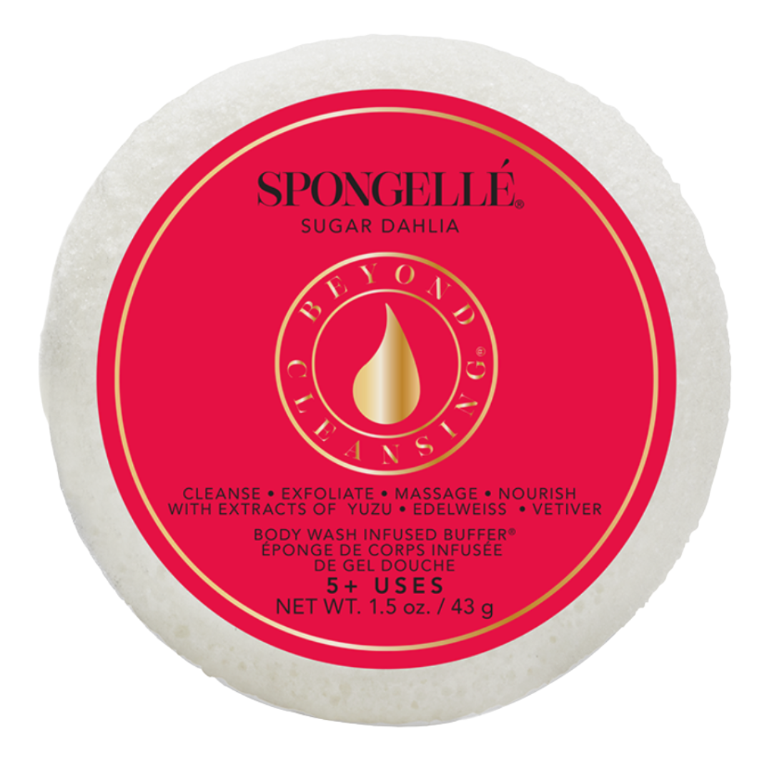 Spongellé Sugar dahlia infused body wash buffer for a spa like shower experience