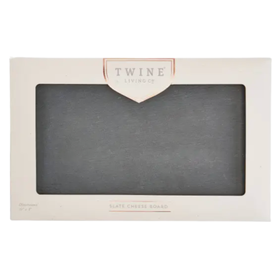 Sleek 11.5"x7.5" slate cheese board - stylish serving for gourmet delights.