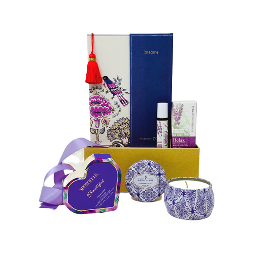 Lavender Love: A soothing blend of curated gifts, wrapped in tranquility for a blissful experience.