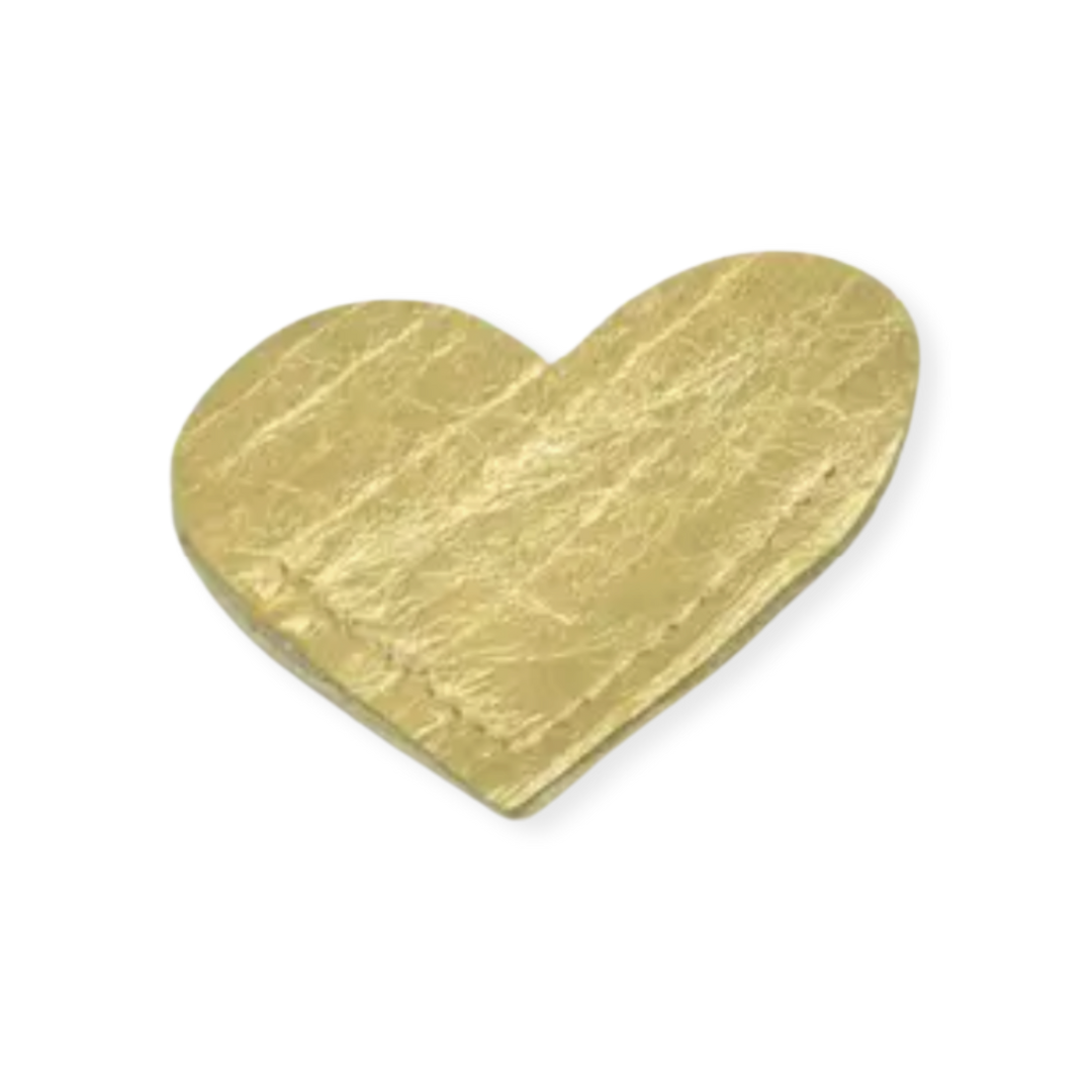 Chic gold leather heart bookmark, a stylish and romantic accessory for your reading pleasure.