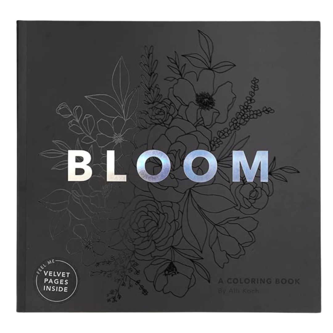 Bloom: Adult coloring book with lush velvet pages for sensory delight.