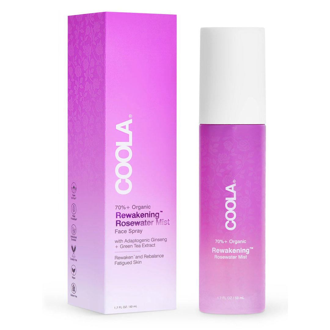 Coola reawakening organic rosewater face mist: Refresh and hydrate your skin with the soothing essence of rosewater for a radiant glow.