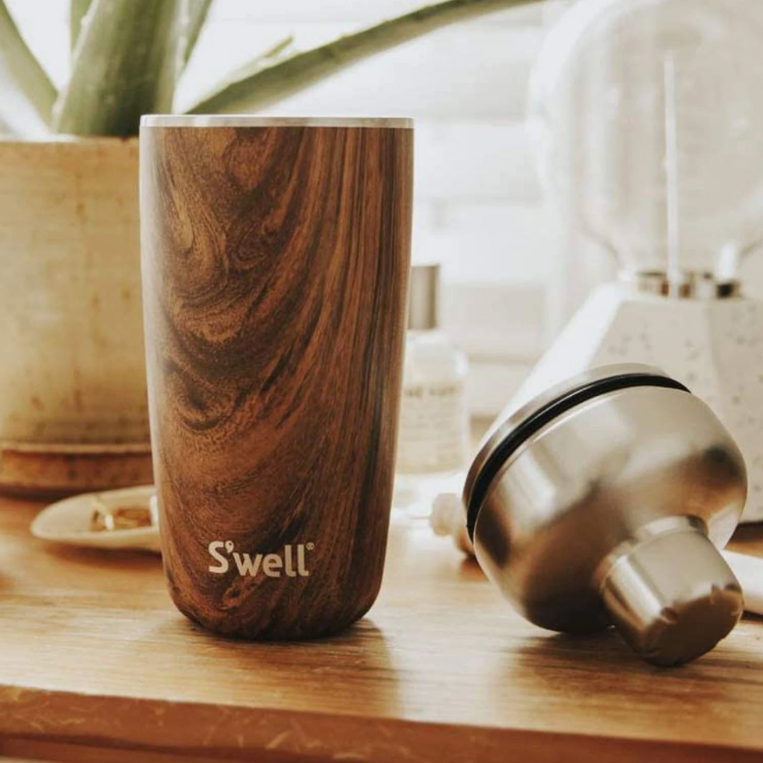 S'well Teakwood Cocktail Shaker Set: Sleek design for mixology perfection. Add to your Me To You Box gift!