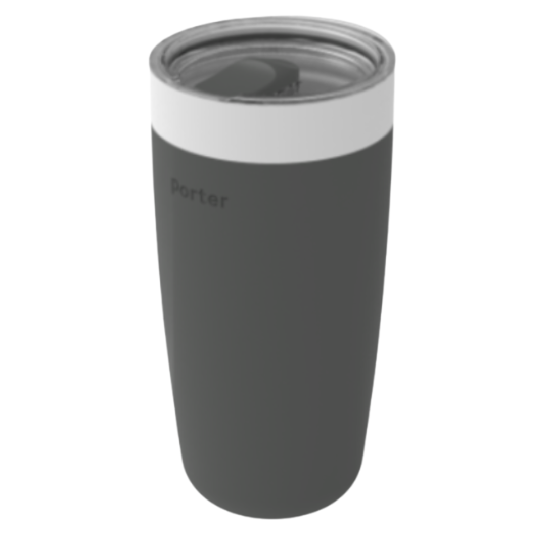 20 oz black silicone and ceramic reusable tumbler with sliding lid - eco-friendly, stylish, spill-proof travel companion for hot and cold beverages.