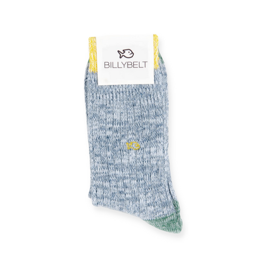 Men's cozy light blue calf socks, perfect for warmth and style with a touch of soothing color.