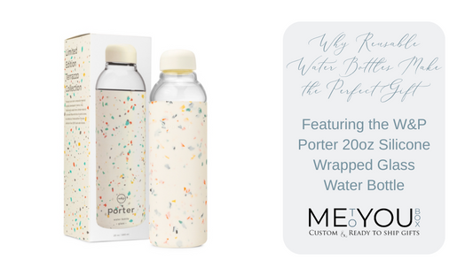 Reusable W&P Porter 20oz Crea m Terrazzo Silicone Wrapped Glass Water Bottle.