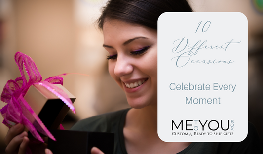 10 different reasons to gift with Me To You Box. This blog features an image of a woman opening a gift box with a vibrant pink bow.