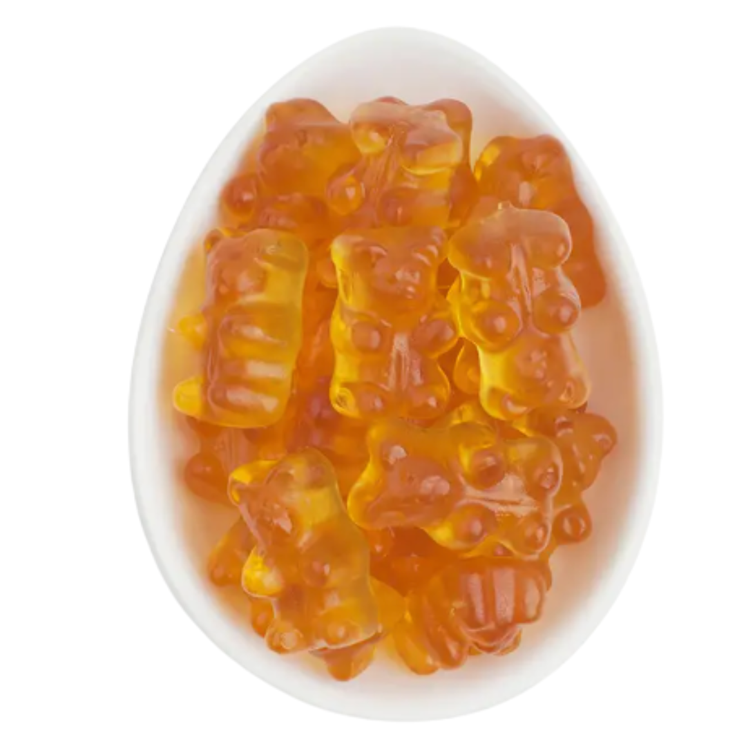 Deliciously chewy gummy bears with the rich taste of bourbon, minus the spirits.