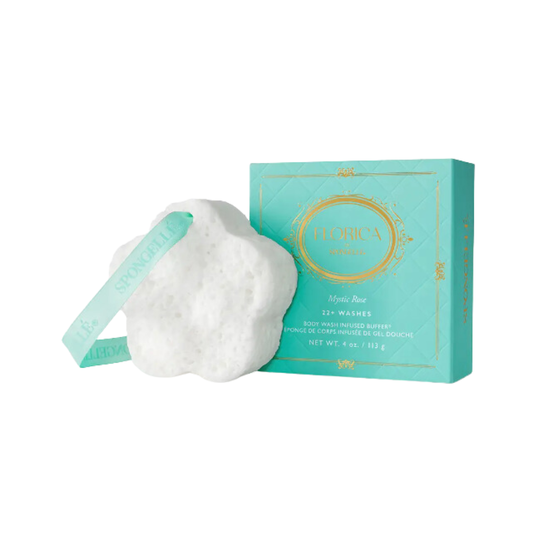 An image of the Spongelle Mystic Rose Florica Infused Body Buffer, a luxurious bath accessory.