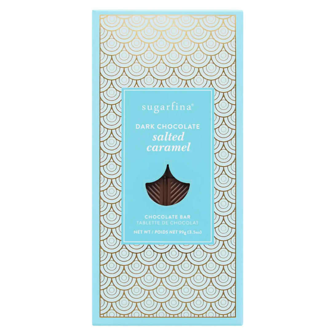 Indulge in decadent Dark Chocolate Salted Caramel - Chocolate Bar by Sugarfina, a perfect blend of rich cocoa and luscious caramel with a hint of sea salt. Add it to your custom gift box at Me To You Box for a delightful treat.