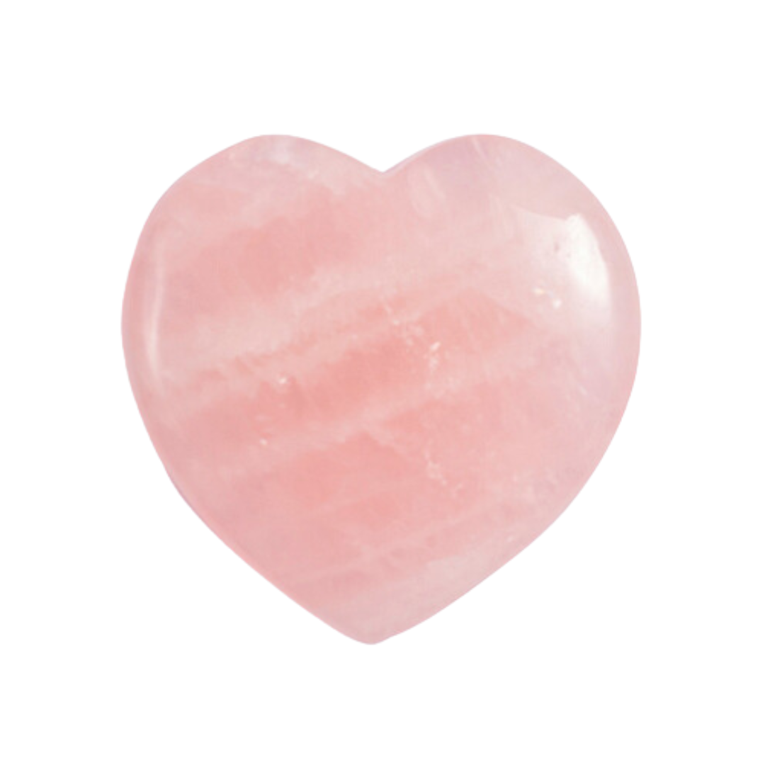 Gorgeous pink rose quartz heart-shaped gem, symbolizing love and compassion.
