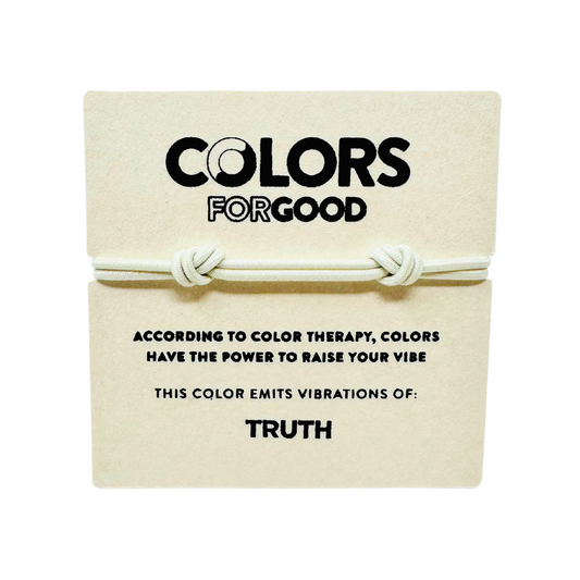 Adjustable white bracelet representing truth made by Colors For Good.
