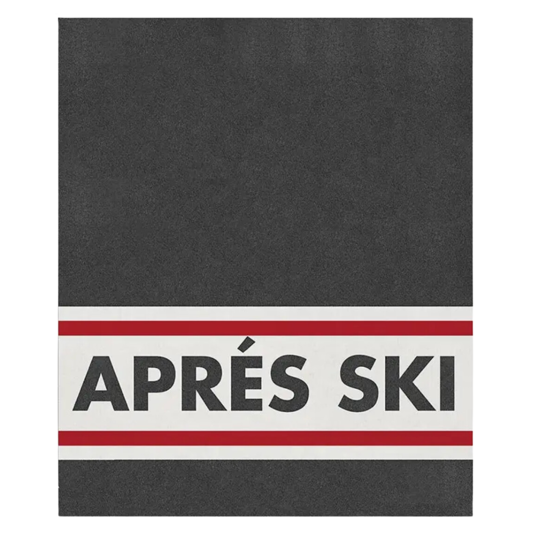 Elegant charcoal cotton throw blanket measuring 50x60 inches, featuring 'Aprés Ski' in vibrant red and white, perfect for enhancing your home decor.