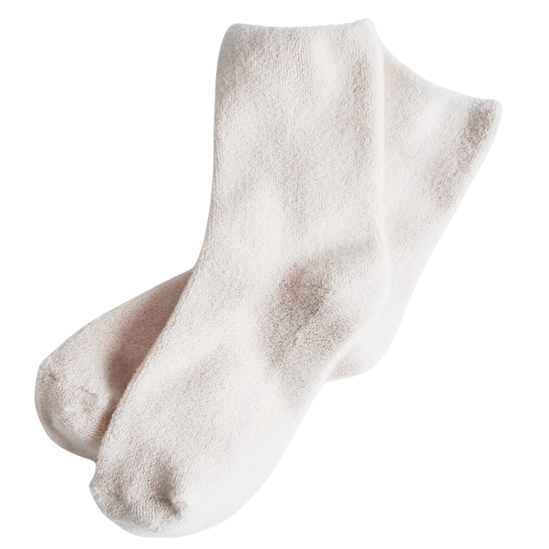 Le Bon Shoppe Cozy Socks in a fluffy, white, terry cotton blend, designed to keep your feet feeling as if you're walking on a cloud. With a super-soft, breathable feel, these socks are ideal for relaxation at home or added comfort in shoes. Made from 85% cotton, 13% polyester, and 2% spandex, they fit US women's sizes 6-10 and are machine washable for easy care. A cozy and cute gift for anyone who loves comfort!