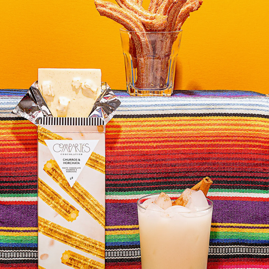 Compartés Churros and Horchata flavored chocolate bar with cinnamon spice and horchata cream notes.