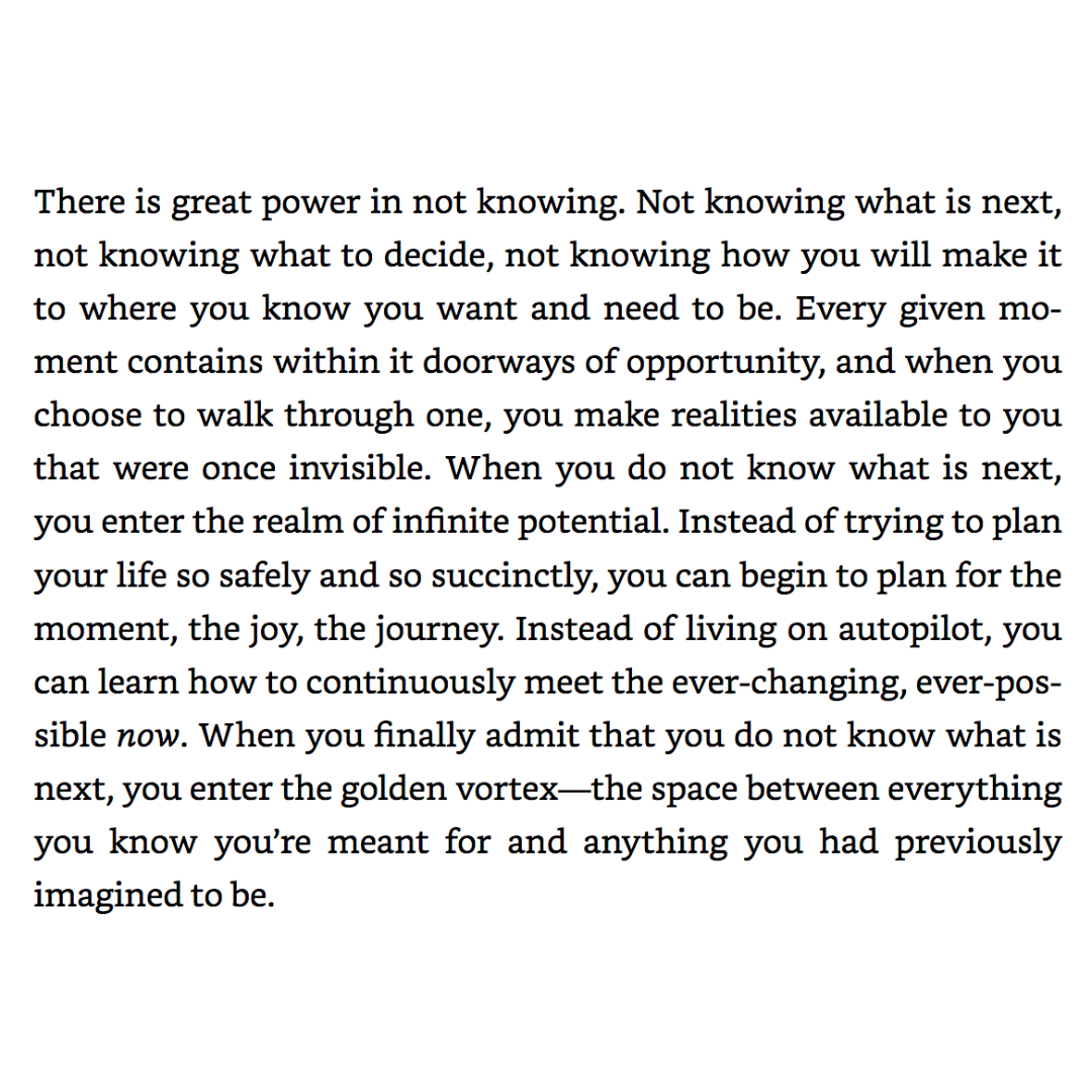 Page of "The Pivot Year" book. This book offers 365 daily meditations to help individuals navigate the space between their current situation and their desired future, emphasizing inner growth and self-discovery.