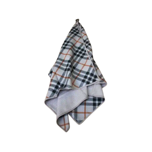 Luxury plaid golf towel with a soft, absorbent fabric, perfect for keeping your clubs and hands dry during your round.