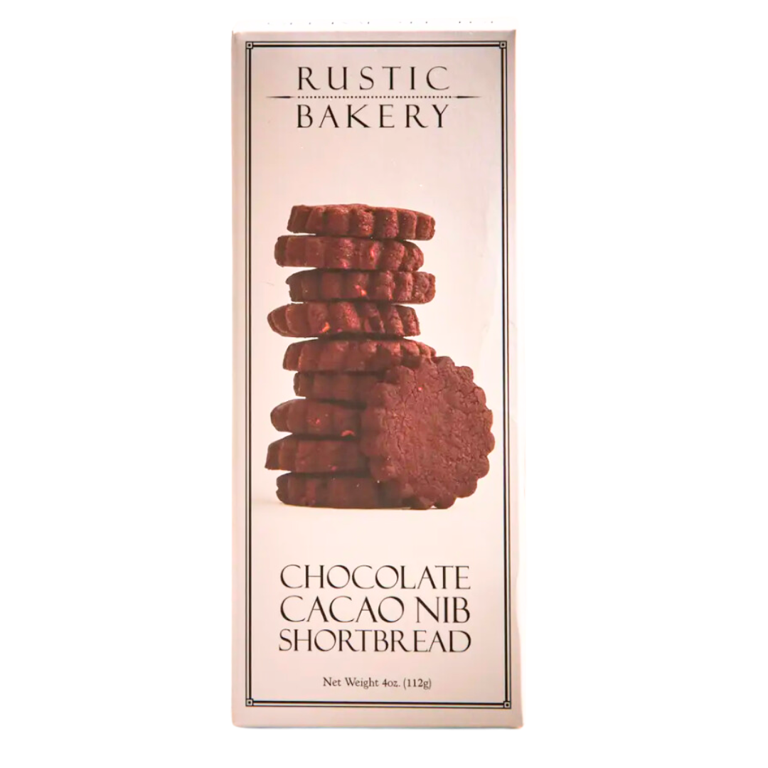 Gourmet chocolate shortbread cookies by Rustic Bakery, made with high-quality, all-natural ingredients. Sophisticated and buttery, these Kosher-certified cookies are perfect for gifting or indulging.