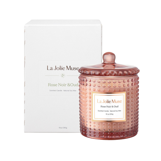 Marvella Rose Glass Candle by La Jolie Muse - A delicate and fragrant addition to any space, available for customization in your Me To You Box build your own gift box.