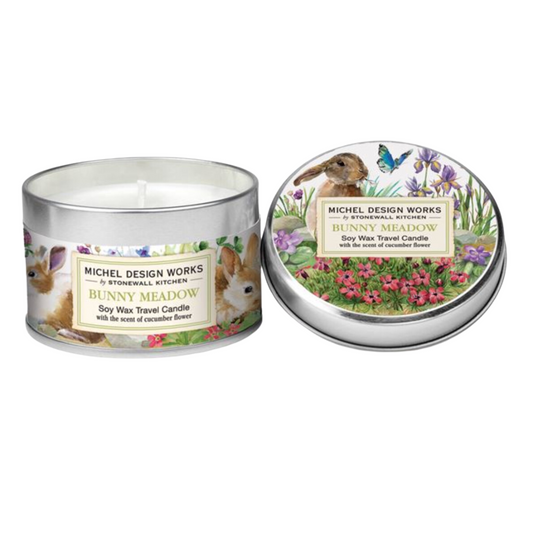 A vibrant Soy Wax Candle, Bunny Meadow, perfect for refreshing your space with its citrusy and herbal fragrance. Elevate your gifting with this candle, available for inclusion in your personalized Me To You Box.
