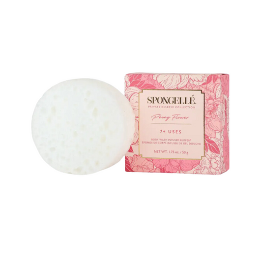 Spongellé's Peony Flower Infused Body Buffer, a luxurious blend of floral bliss for pampering moments. Elevate your self-care routine with this exquisite addition, available for inclusion in your personalized Me To You Box.