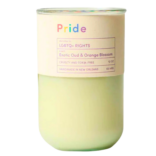 Illuminate with Pride: 12oz LGBTQ+ Woodsy Citrus Candle - A fragrant blend that embraces diversity and warmth.