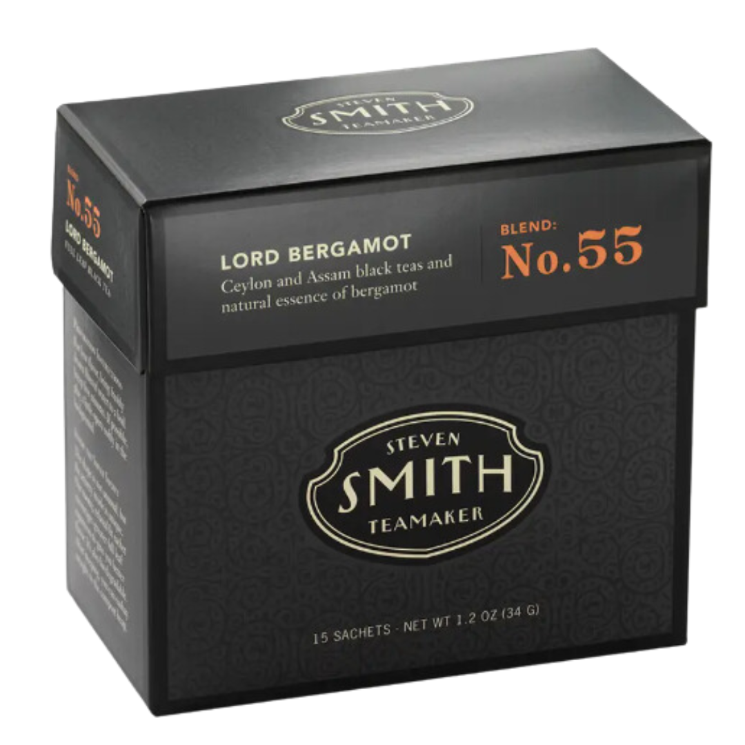A premium Lord Bergamot Earl Grey black tea blend by Smith Teamaker, featuring fragrant Ceylon and Assam teas infused with bergamot from Italy. A refined and flavorful tea experience.