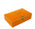 Orange tin box with gold accents and a visible Louis Sherry brand logo on a white background