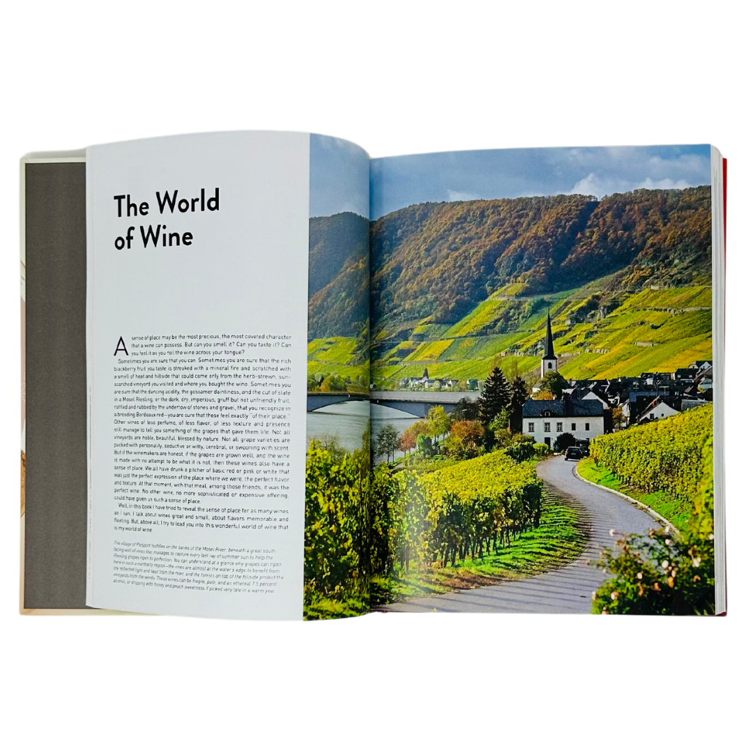 Vibrant vineyard panorama featured in Oz Clarke's Hardcover Coffee Table Book.