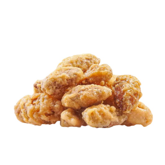 Crunchy and Sweet Toffee Coated Almonds – Gluten-Free and Vegan. The nuts are in a pile on a white background.