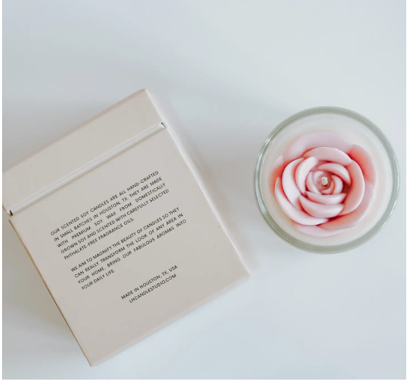 LH Candle Studio Rose Mood Candle - Unwind with the exquisite fragrance of our Rose Mood Candle. Elevate your senses and create a serene atmosphere. Add it to your personalized gift box at Me To You Box.