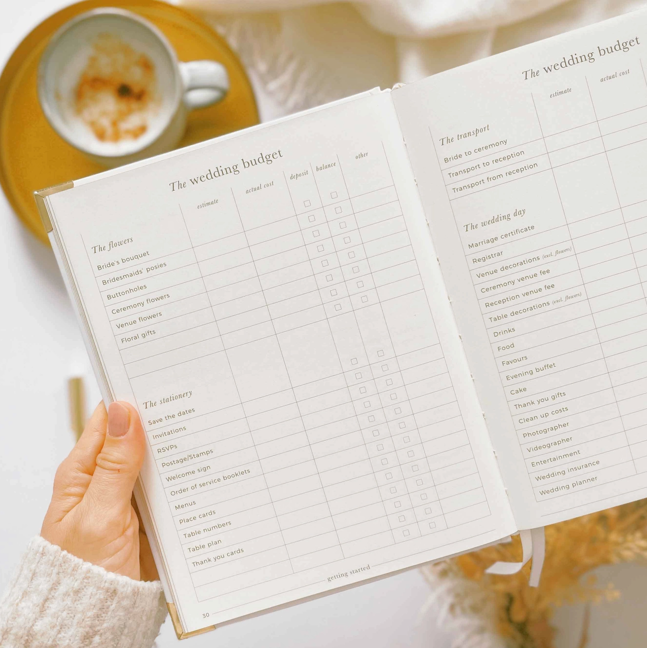 Gleaming gold touches adorn this essential wedding planning guide.