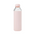 Blush pink glass water bottle featuring pink silicone wrap, 100% food-safe and soft to the touch.