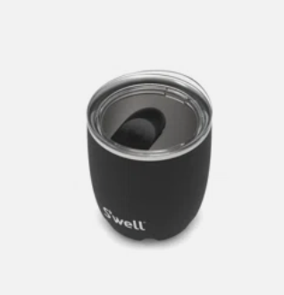Stainless steel, triple-layered vacuum-insulated tumbler with a splash-proof pop-on lid. Designed for easy sipping with a wide mouth and thin rim. Condensation-free exterior ensures a sweat-free grip.