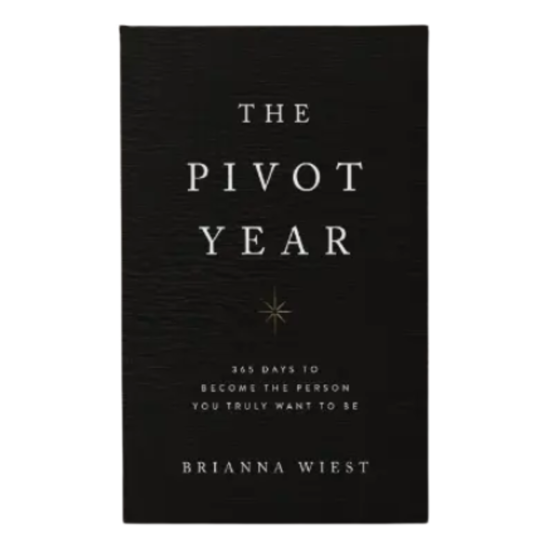 Cover of "The Pivot Year" book by the internationally bestselling author of "101 Essays That Will Change The Way You Think" and "The Mountain Is You." The book features a minimalist design with a focus on daily meditations aimed at finding courage during periods of personal transformation.