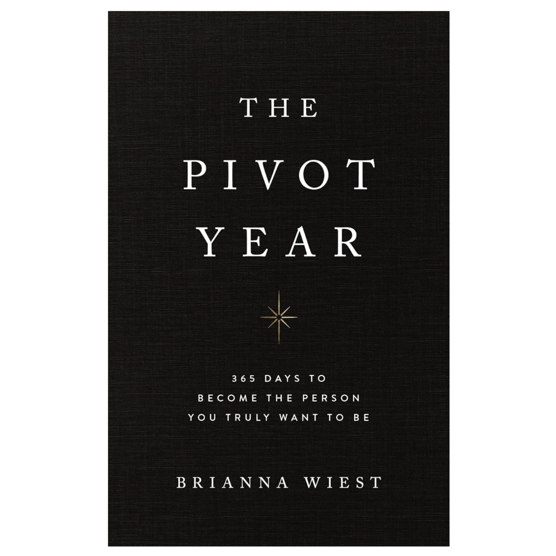 Cover of "The Pivot Year" book by the internationally bestselling author of "101 Essays That Will Change The Way You Think" and "The Mountain Is You." The book features a minimalist design with a focus on daily meditations aimed at finding courage during periods of personal transformation.