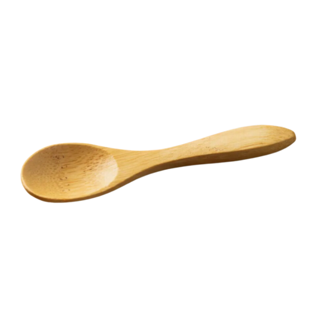 Small wooden spoon perfect for scooping and serving dipping spices, featuring a sleek, natural design ideal for adding a touch of elegance to your culinary experience.