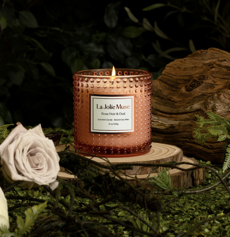 Enhance your ambiance with the Marvella Rose Glass Candle from La Jolie Muse. Create a personalized gift experience by adding it to your Me To You Box build your own gift box selection.