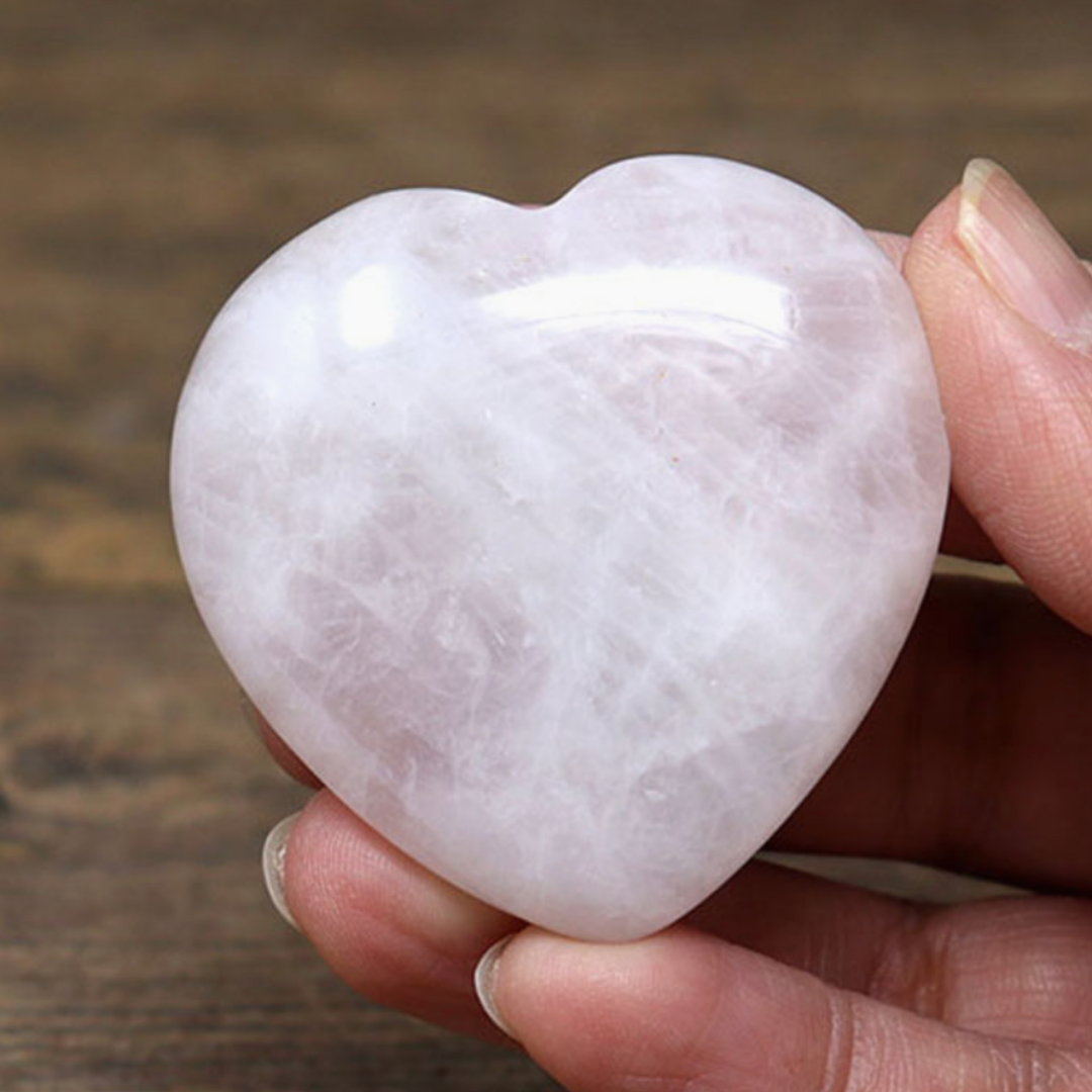 pink quartz stone heart