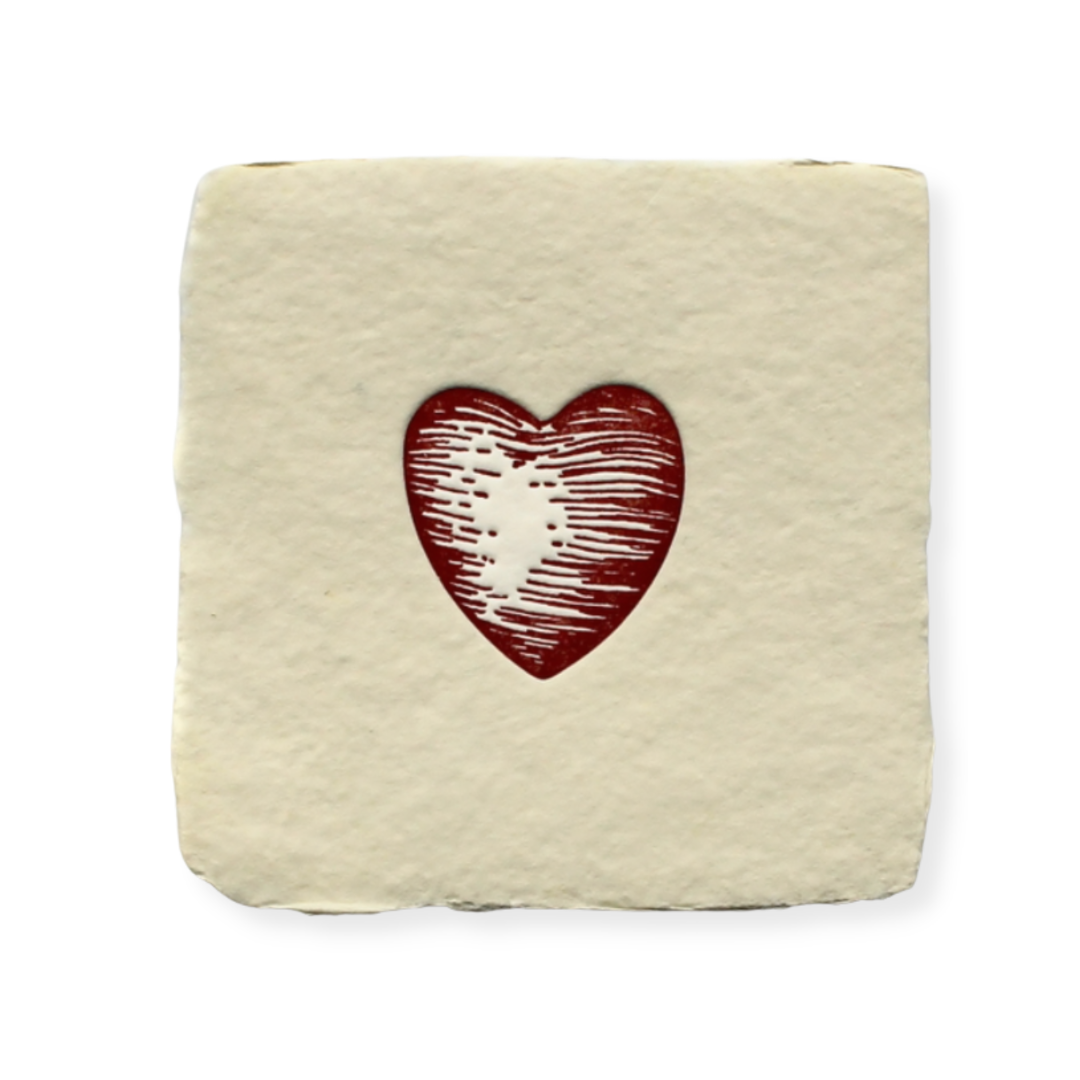 Red heart card handmade paper. Elegant handmade paper letterpress sentiments, perfect for personalized expressions. Add them to your custom gift box at Me To You Box.