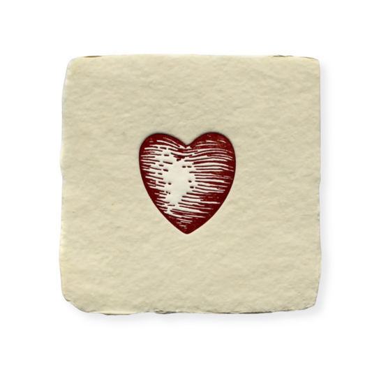 red heart card handmade paper