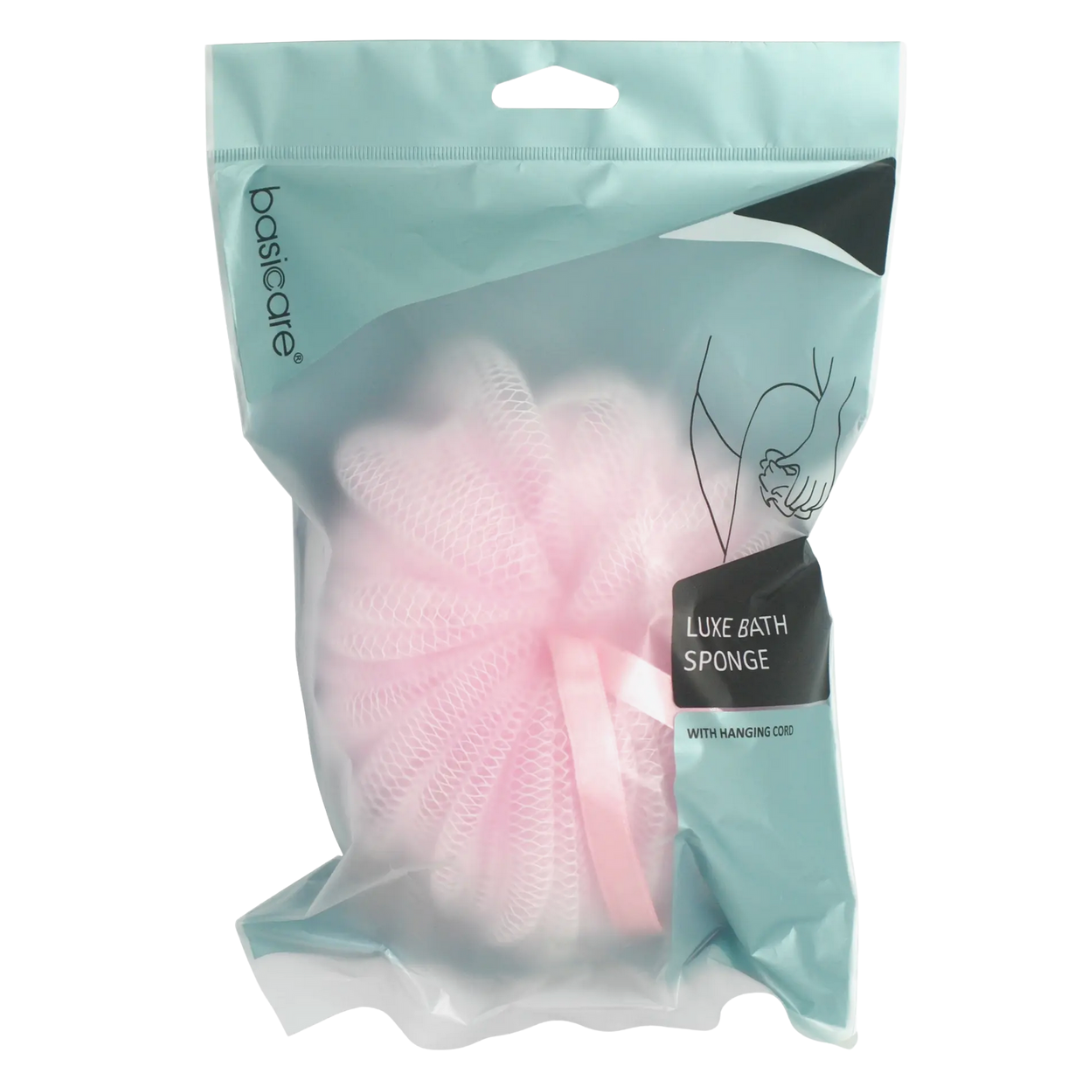 Luxurious light pink shower loofah with hanging cord, ideal for pampering. Customize your Me To You Box with this loofah for a thoughtful, build-your-own spa gift!
