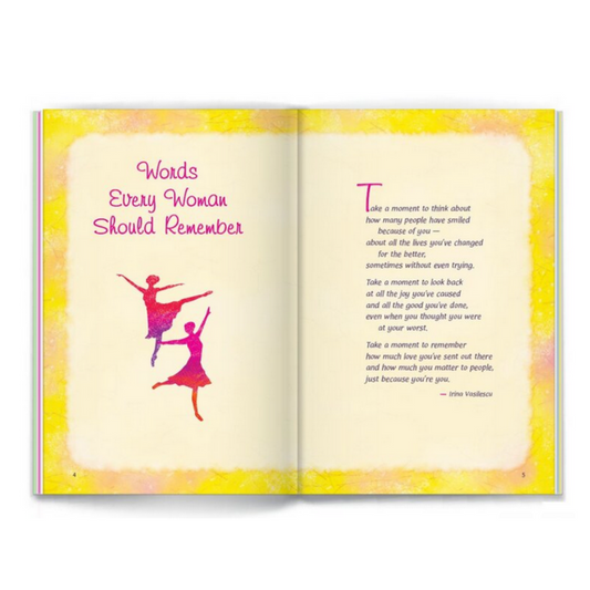 Vibrant paperback with empowering words for women.