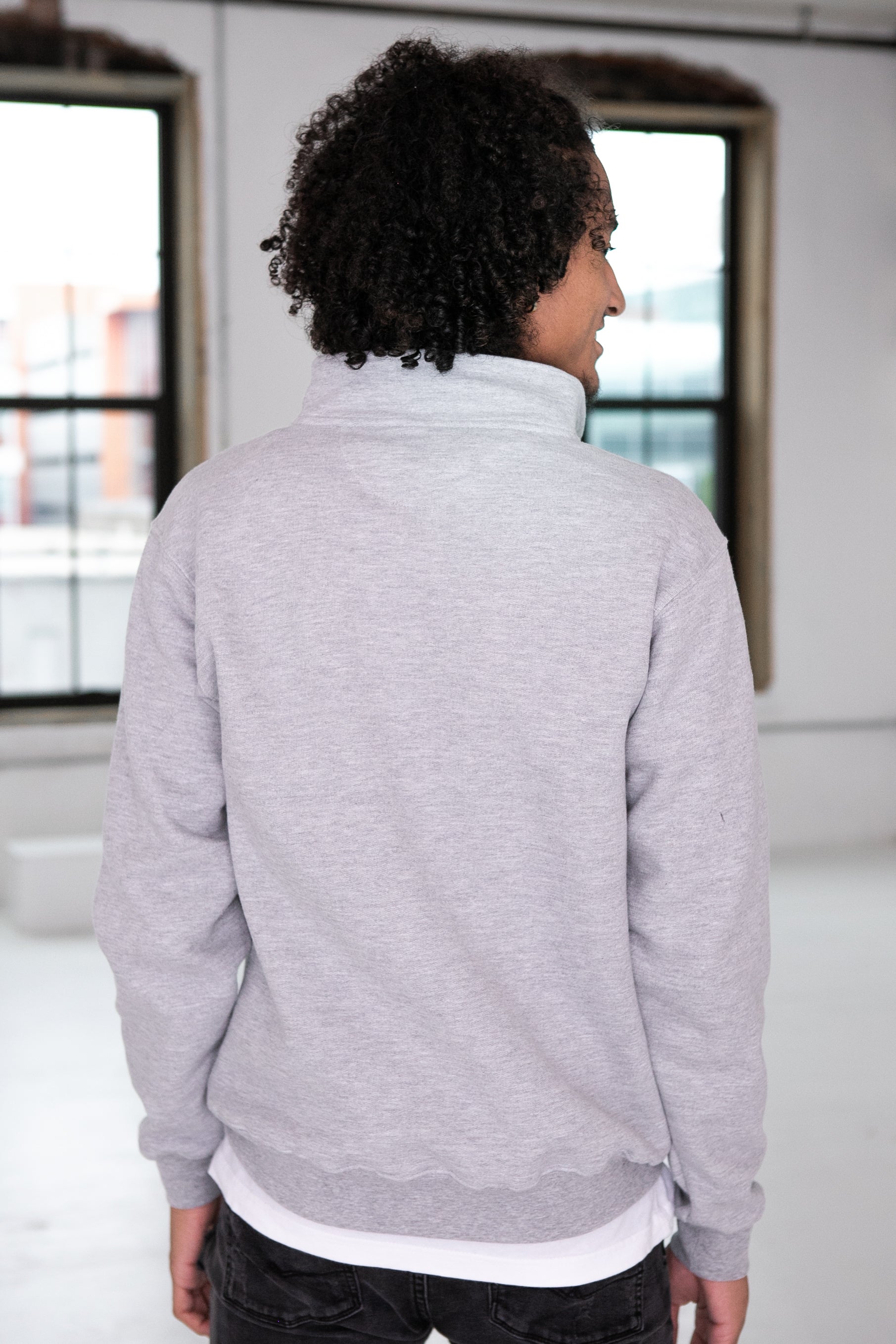 Elevate your style with a men's soft grey long sleeve quarter-zip pullover, perfect for casual sophistication. Available to add to your custom gift box at Me To You Box.