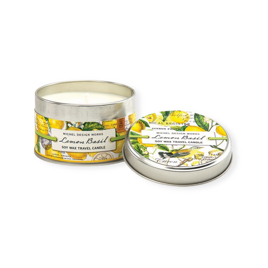 A vibrant Lemon Basil Soy Wax Candle, perfect for refreshing your space with its citrusy and herbal fragrance. Elevate your gifting with this candle, available for inclusion in your personalized Me To You Box.