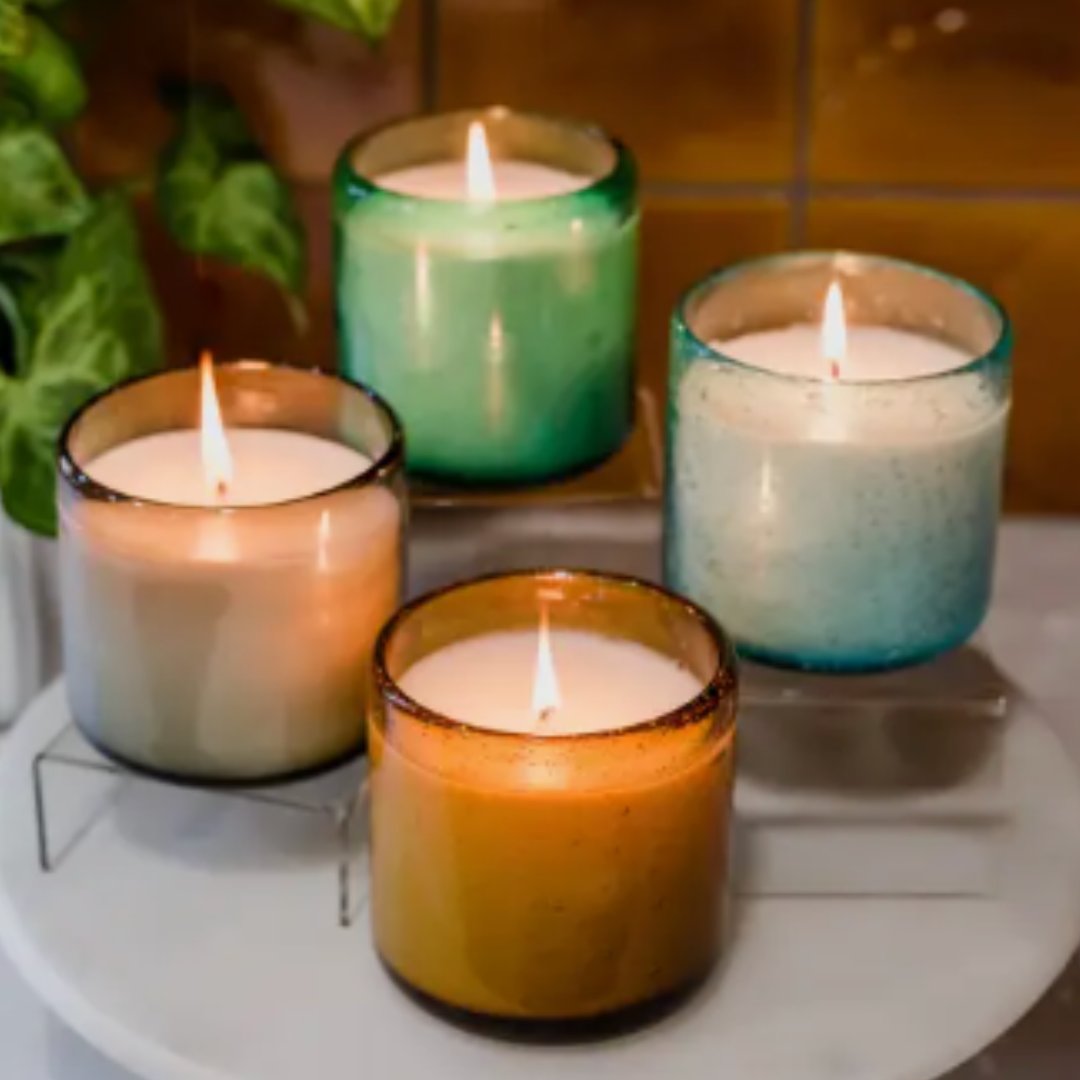 8oz heavy glass beach bonfire candle, illuminating warmth and seaside vibes for a cozy ambiance available at Me To You Box.