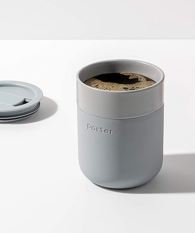 Eco-friendly 12oz Light Grey Silicone & Ceramic Mug by Porter. BPA-free, perfect for any beverage. Add it to your personalized gift box at Me To You Box for a thoughtful touch.