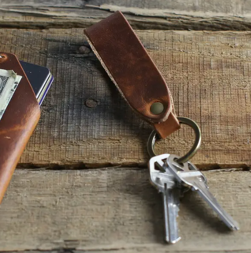 Upgrade your style with our Leather Key Fob. Perfect addition to a personalized gift box at Me To You Box – create your own today!